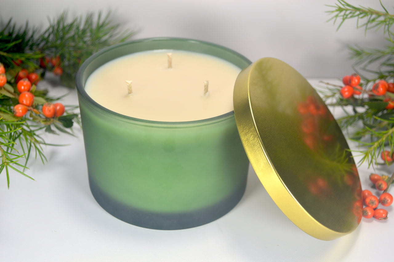 Christmas Spice Frosted Glass Candle