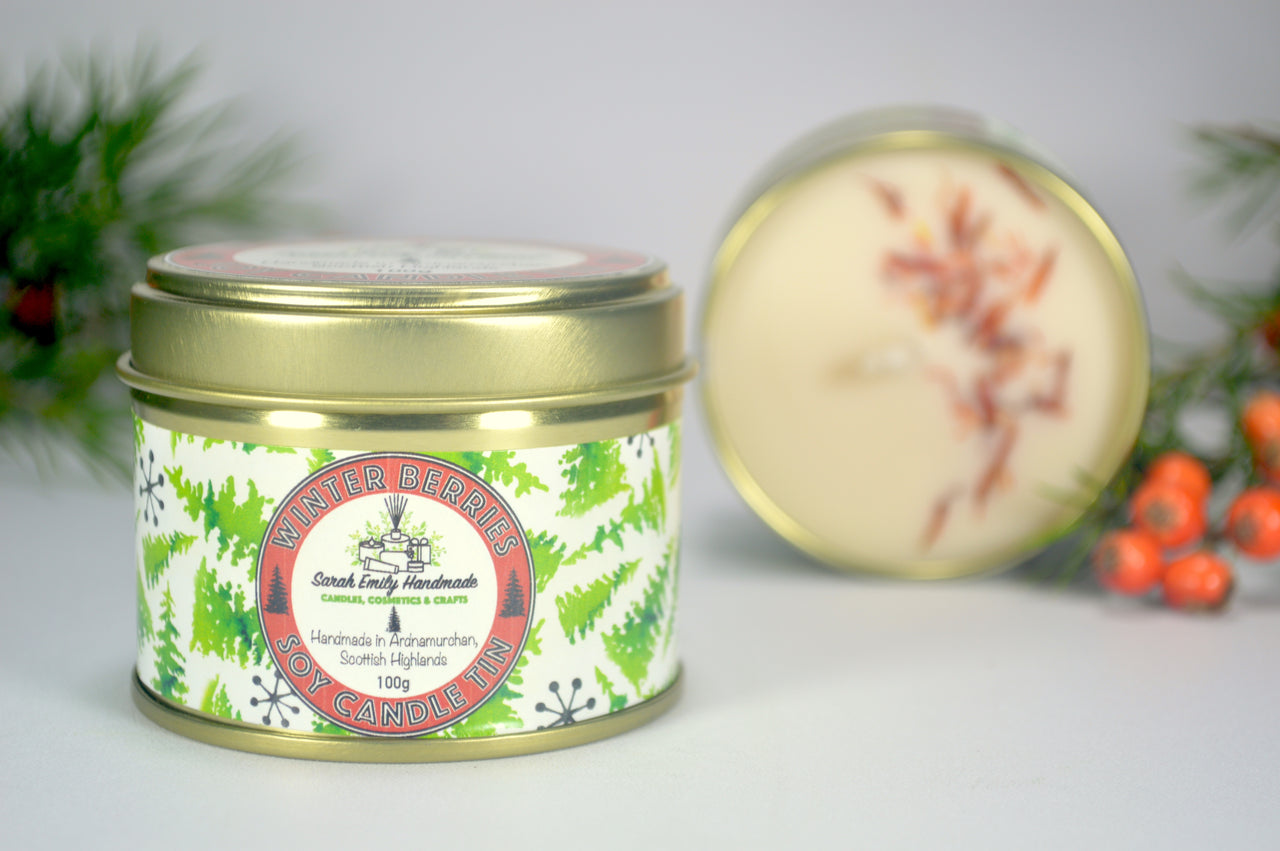 Winter Berries Mini Candle Tin