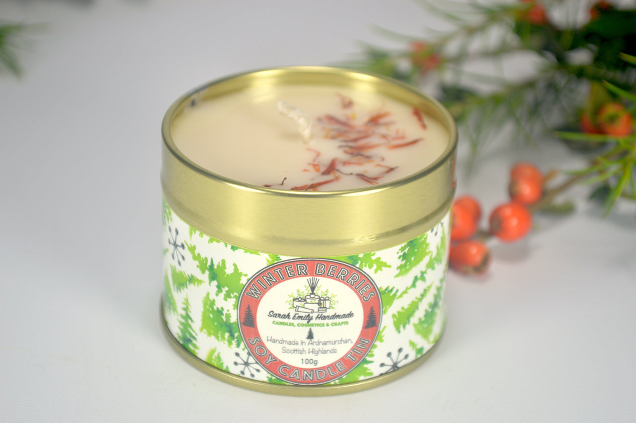 Winter Berries Mini Candle Tin